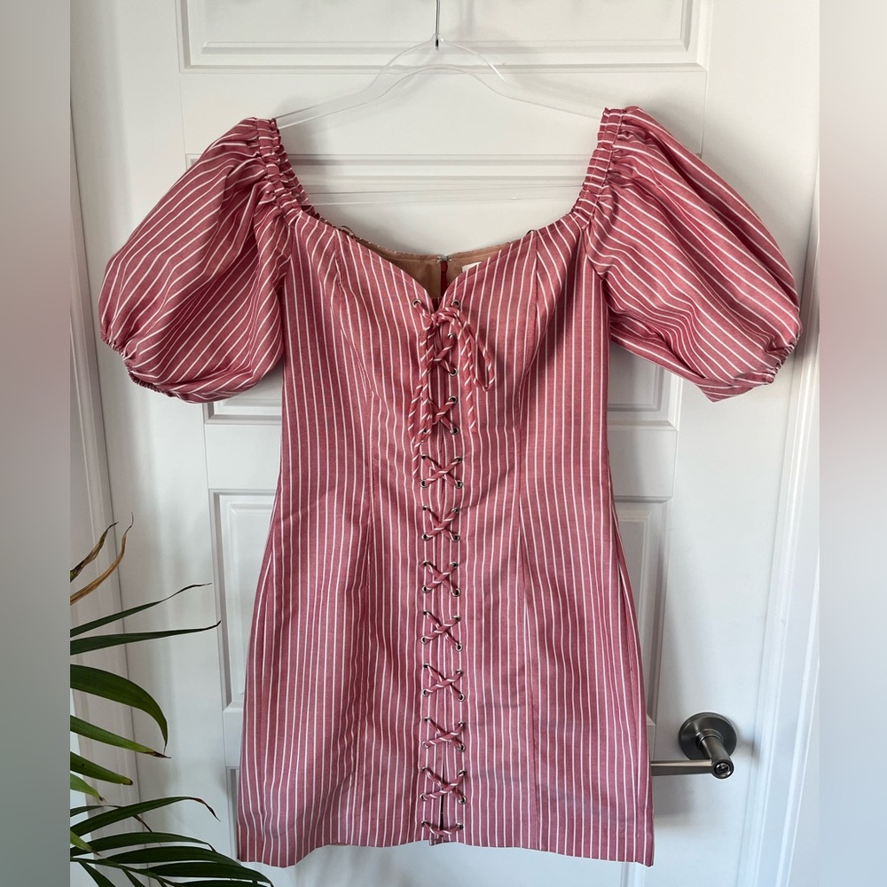 WAYF striped mini dress.